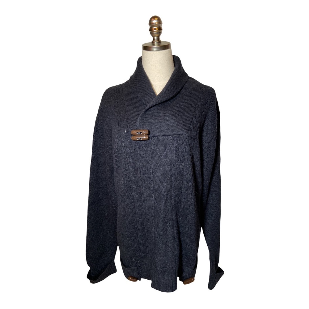 Cloth Logic Ladies XL Black Cable Knit Sweater V-Neck